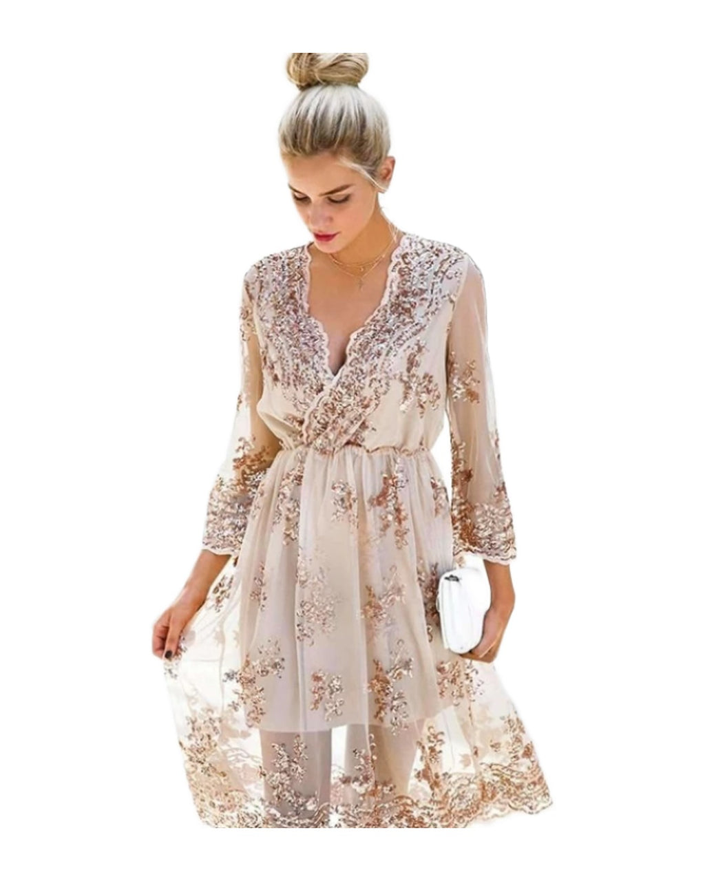 V-neck Sequined Dress photo 1