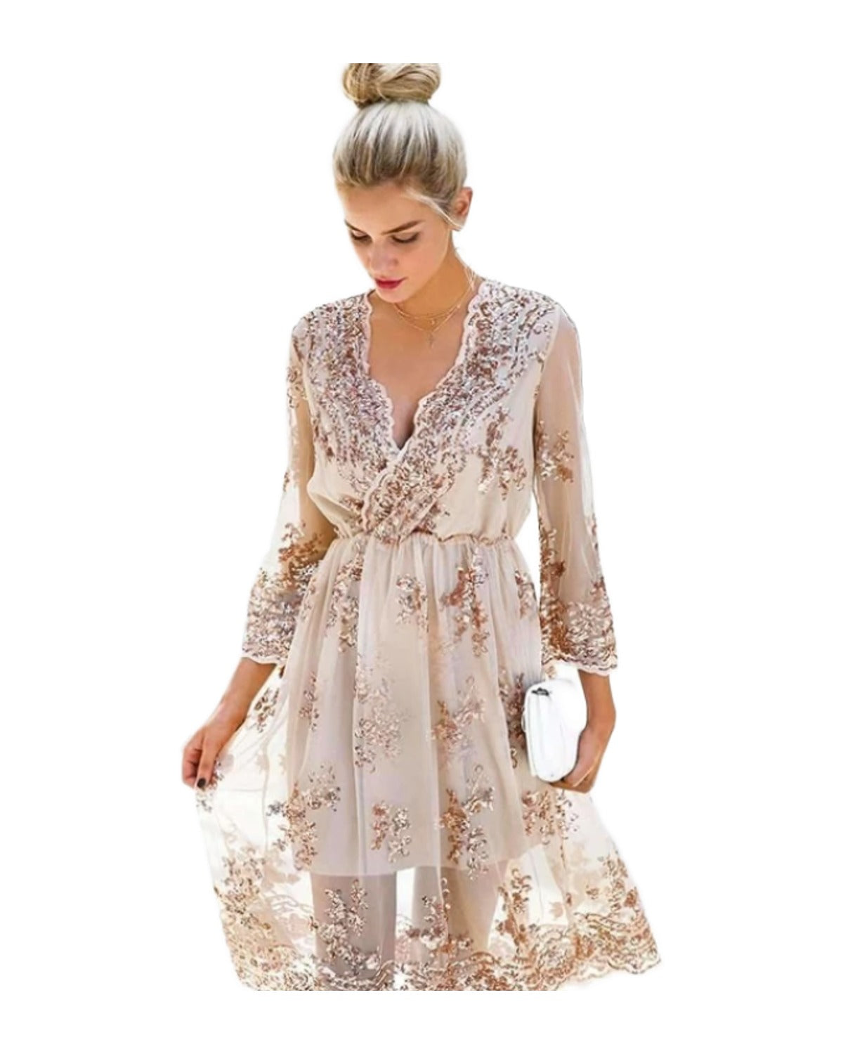 V-neck Sequined Dress photo 1