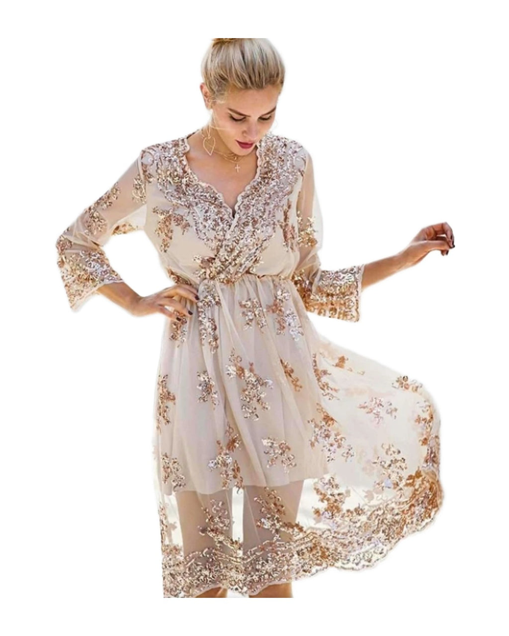 V-neck Sequined Dress photo 3