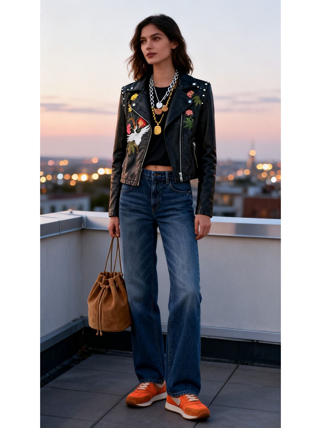 Leather Coats Motorcycle Jacket Black Outerwear Pu worn by a model