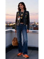 Leather Coats Motorcycle Jacket Black Outerwear Pu worn by a model