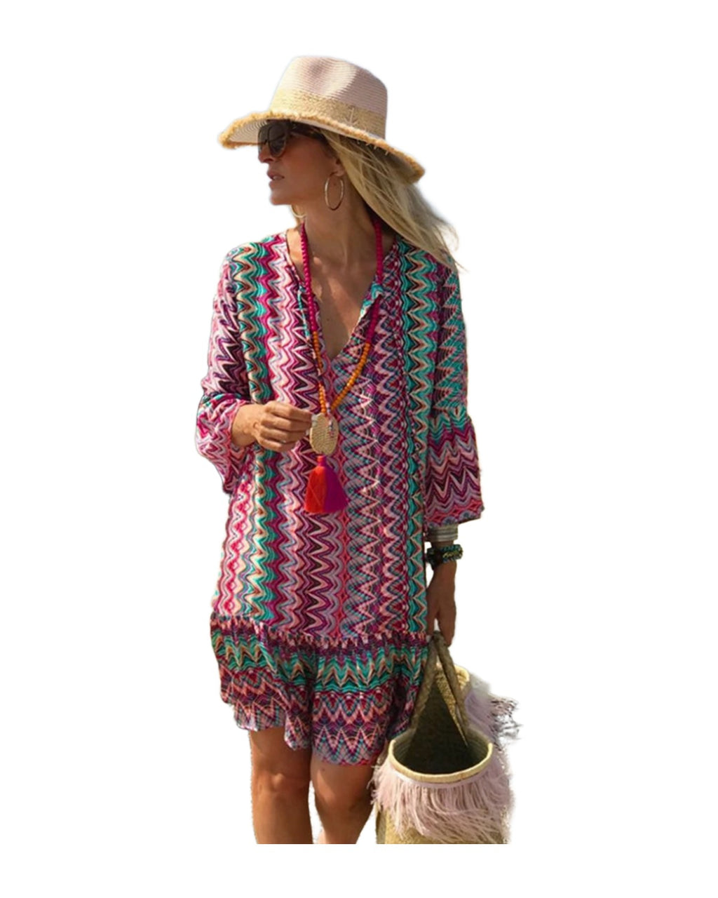 Printed V-neck Dress photo 2