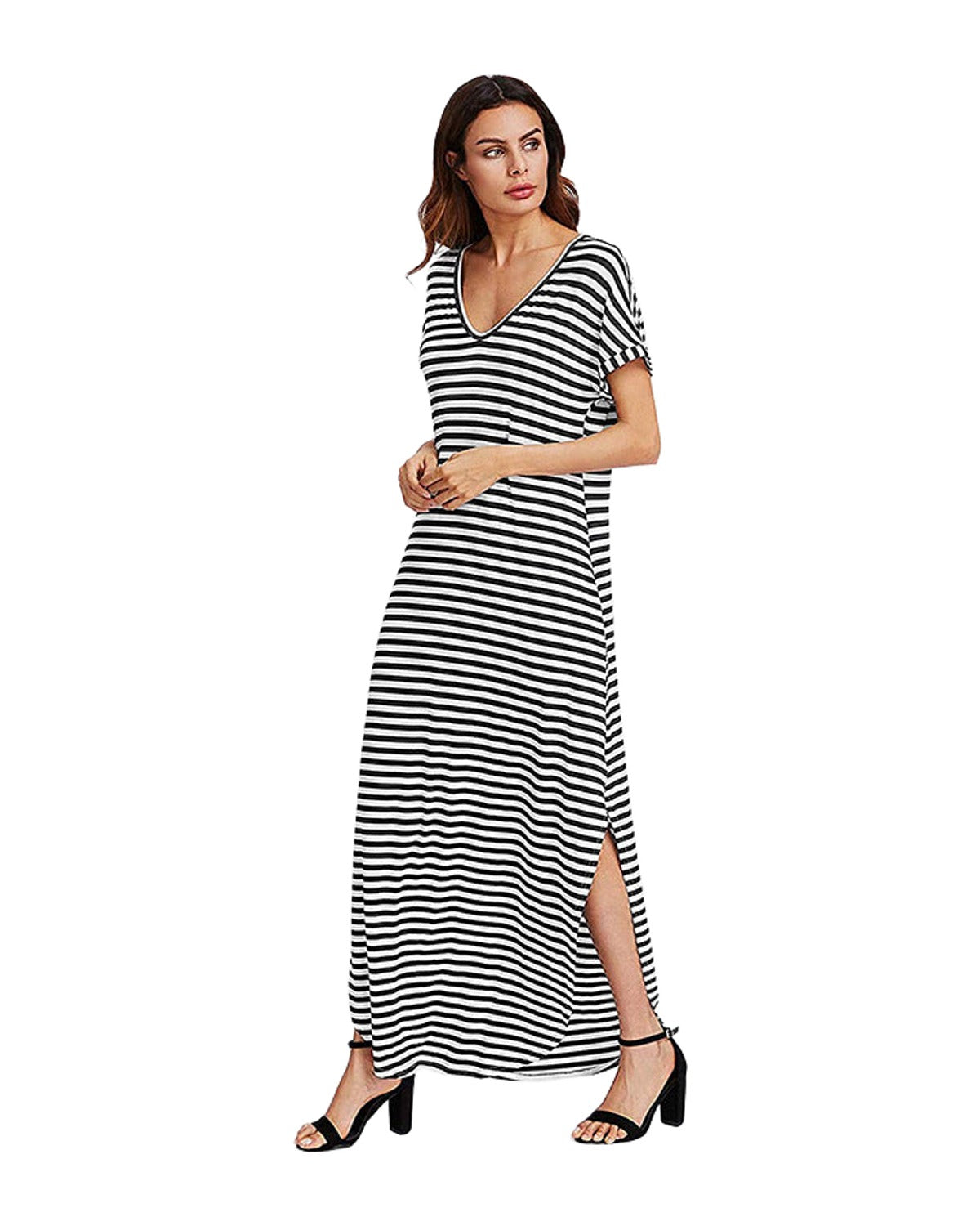 Striped V-neck Dress photo 1