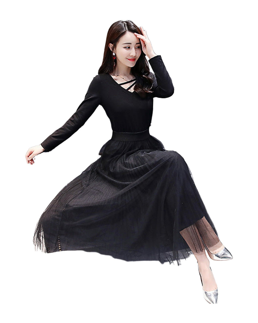 V-neck Black Dress photo 4