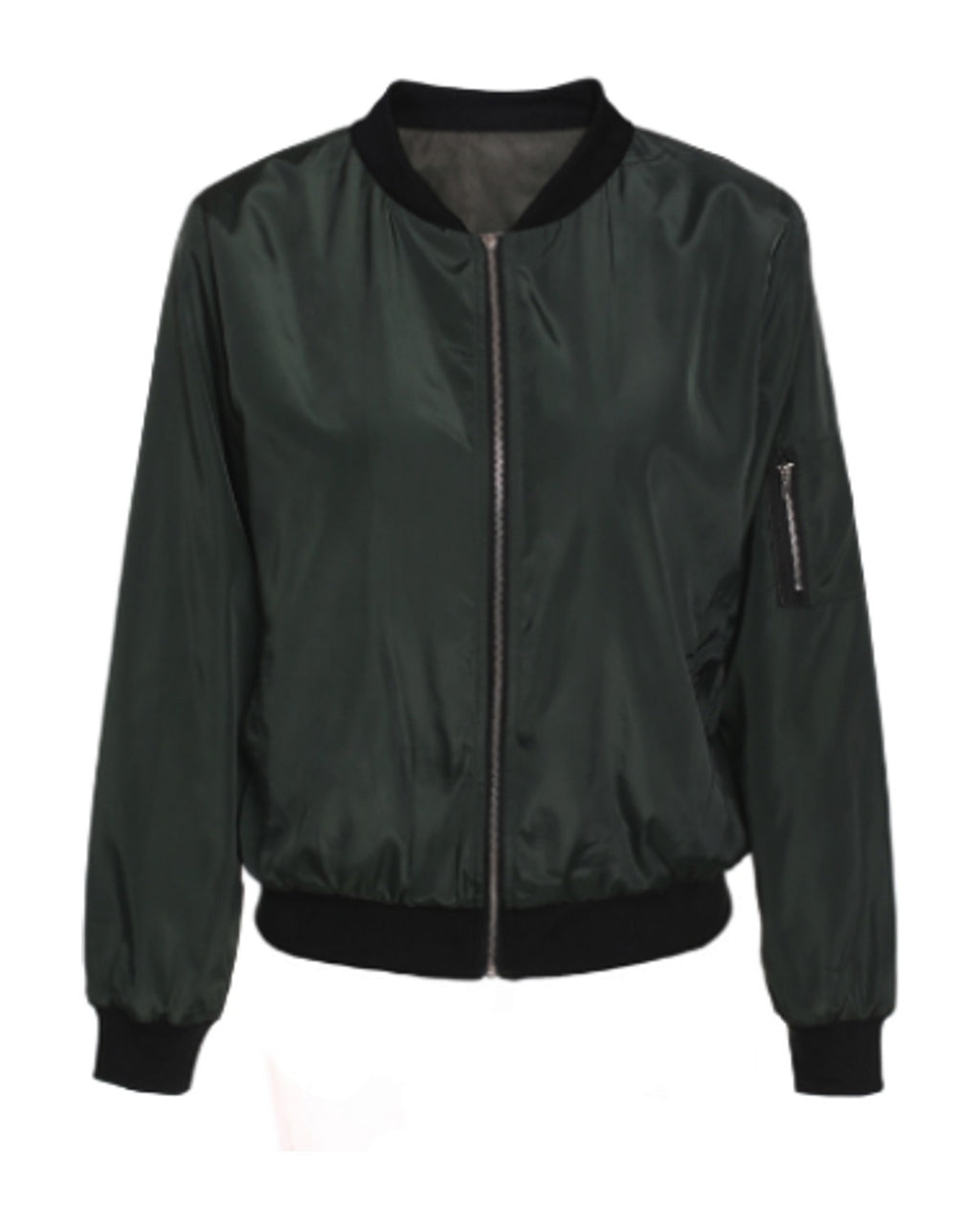 Solid Color Short Vertical Collar Leisure Zipper Jacket photo 5