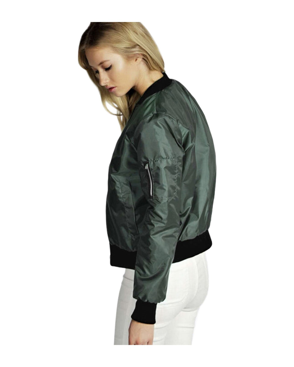 Solid Color Short Vertical Collar Leisure Zipper Jacket photo 8