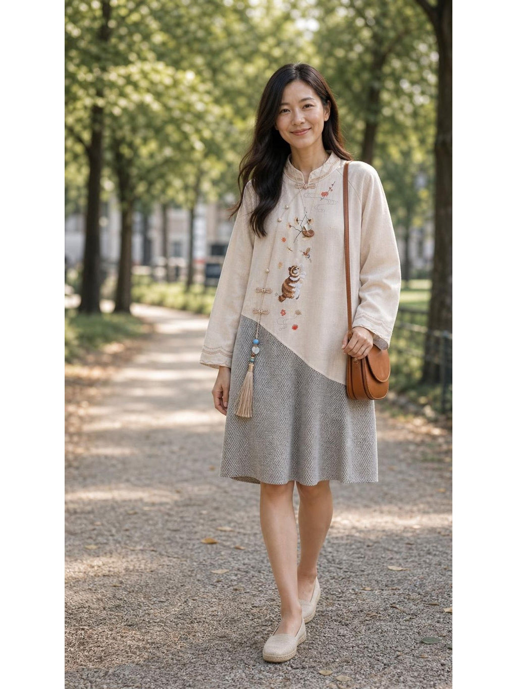 Dress Autumn Winter Chinese Hanfu Cheongsam worn by a model