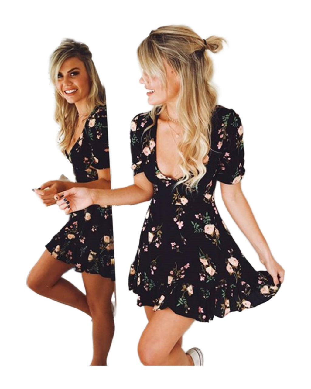 Printed V-neck Dress photo 1