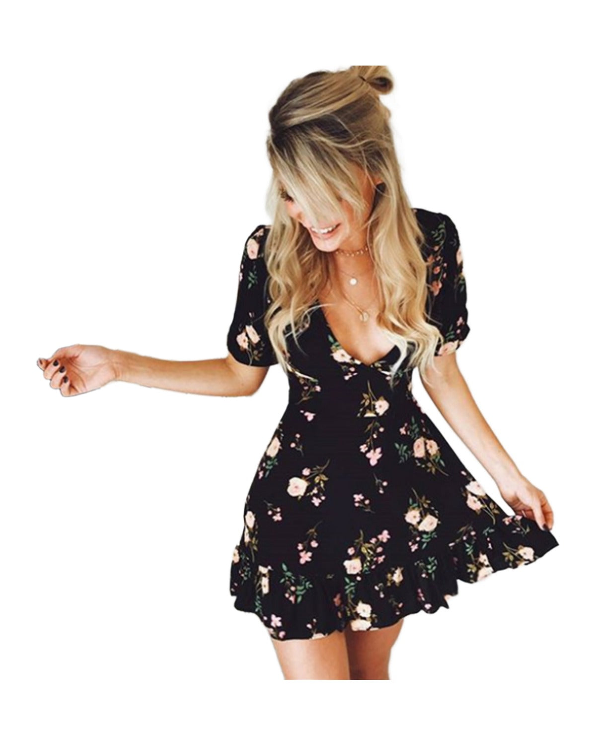 Printed V-neck Dress photo 5
