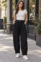 High-rise Loose Wide-leg Jeans styled on a model