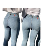 High Waist Stretch Denim Feet Pants photo 1