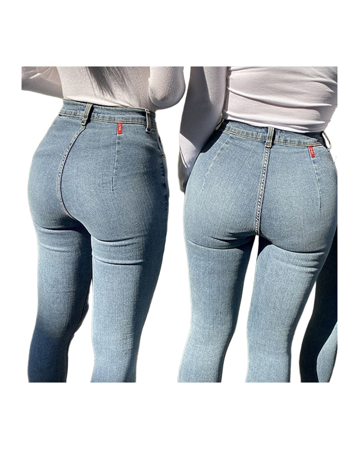 High Waist Stretch Denim Feet Pants photo 2