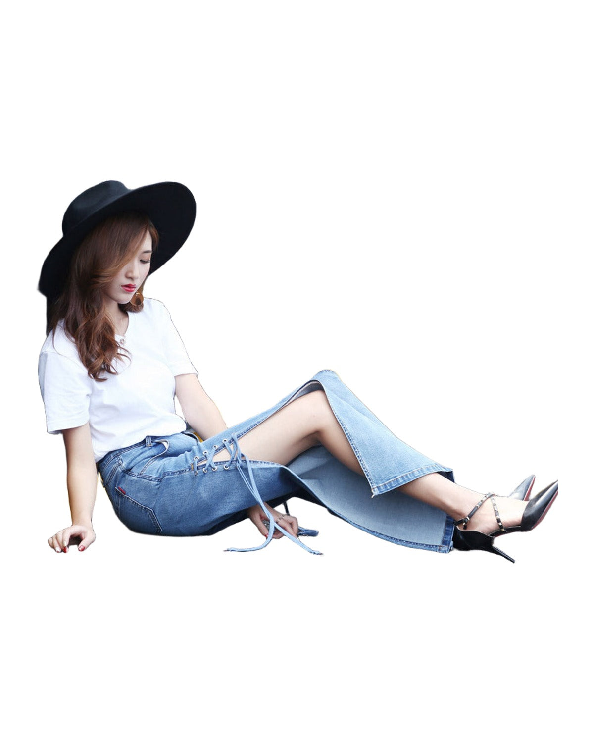 Oversized High-rise Side Wide-leg Jeans photo 4