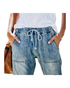 Ripped Lace-up White Trouser Jeans photo 1