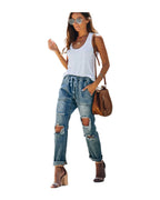 Ripped Lace-up White Trouser Jeans photo 3