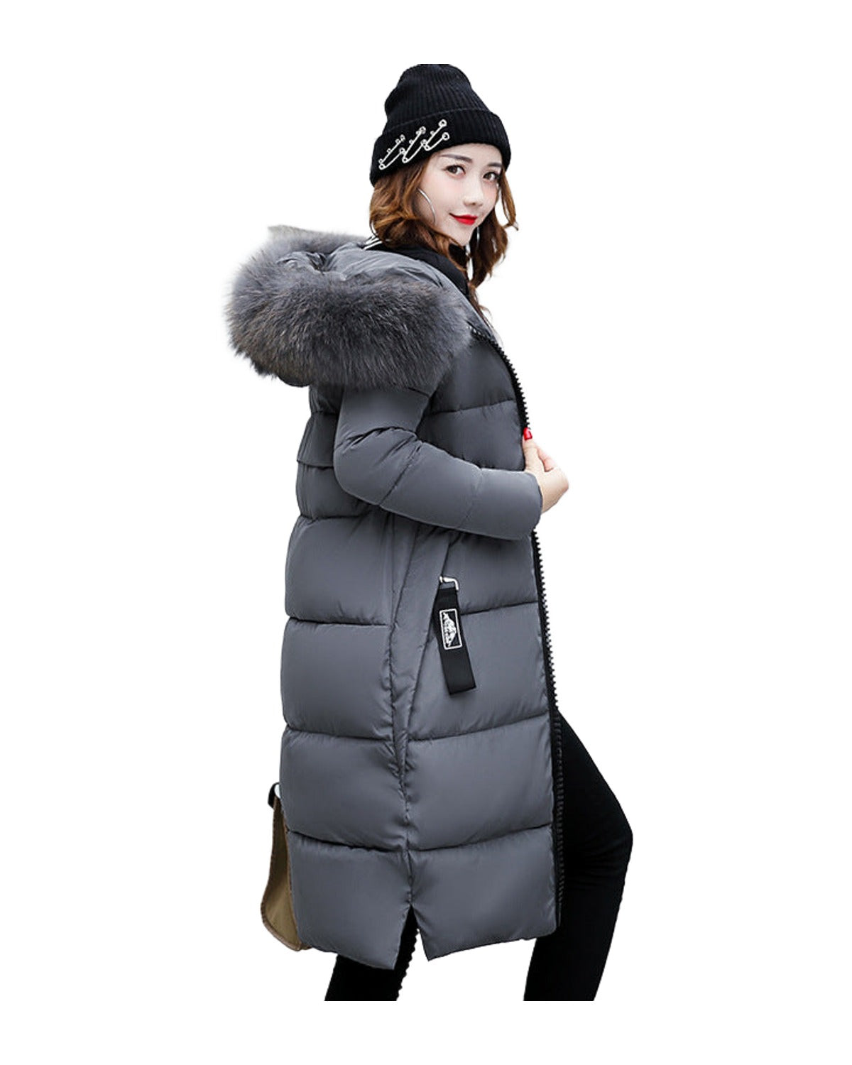 Long Cotton Jacket Hooded Big Fur Collar Down photo 4