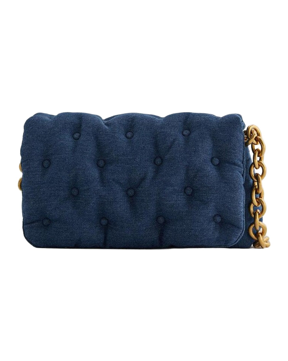 Blue Oversized Denim Quilted Shoulder Bag photo 3