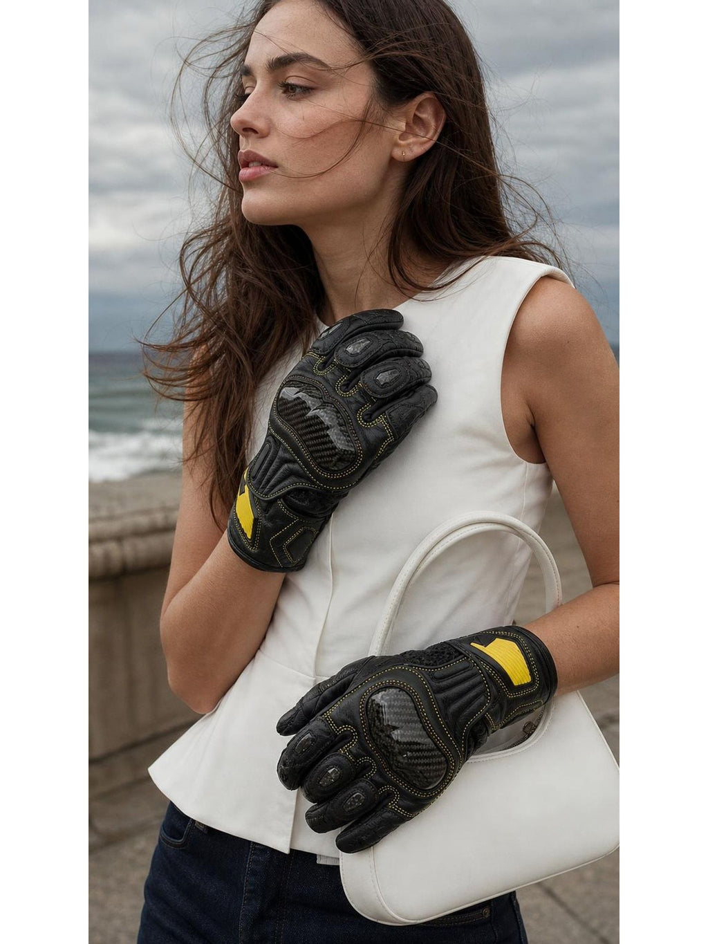 Motorcycle Racing Gloves Rider worn by a model