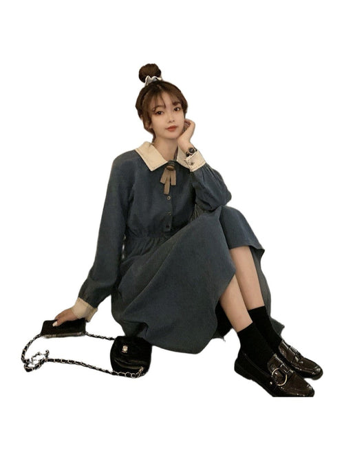 A-line Long Sleeve Dress in Autumn Winter