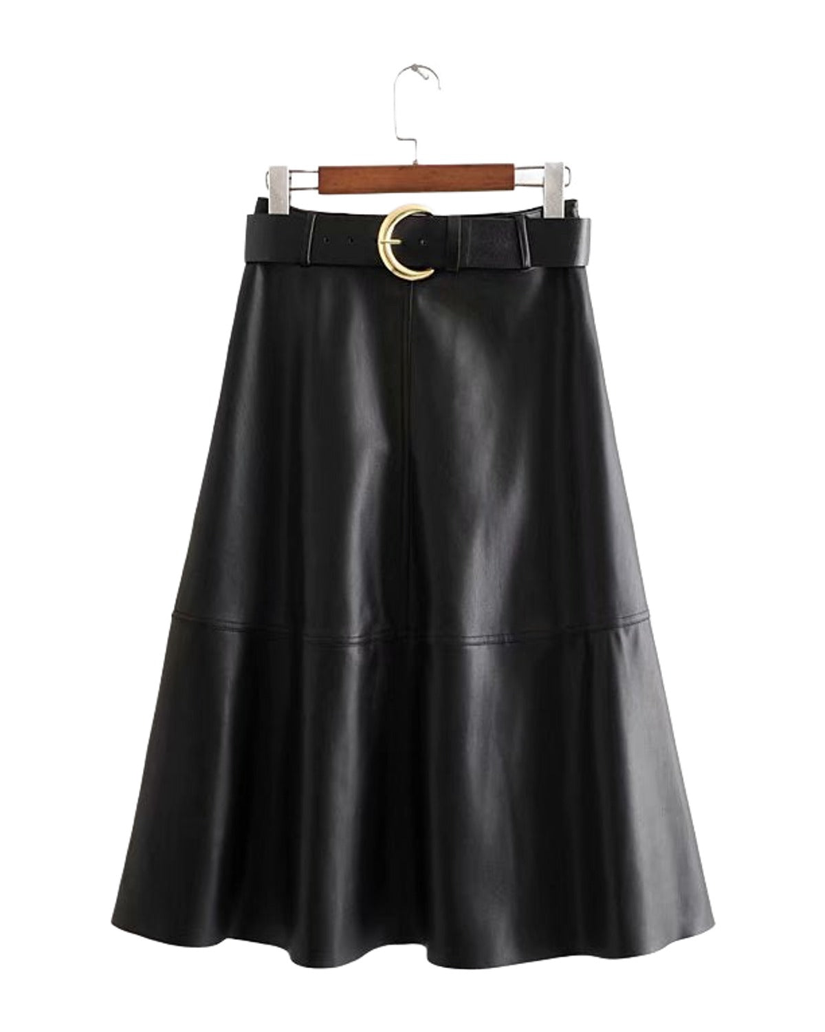 Belted Faux Leather Skirt photo 1