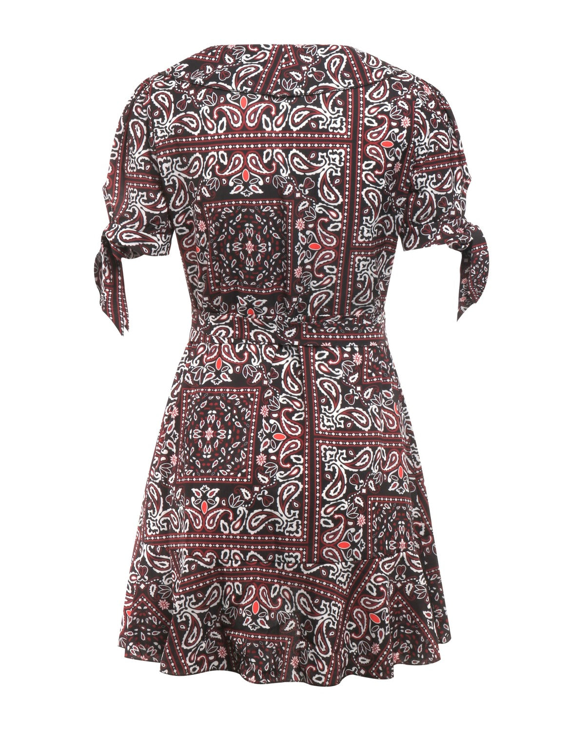 V-neck Short Sleeve Printed Skirt Dress photo 1