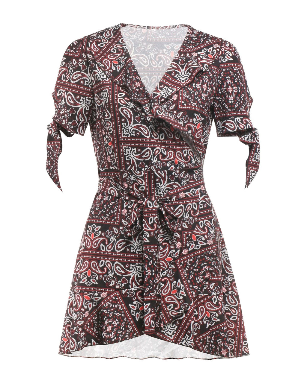 V-neck Short Sleeve Printed Skirt Dress photo 6