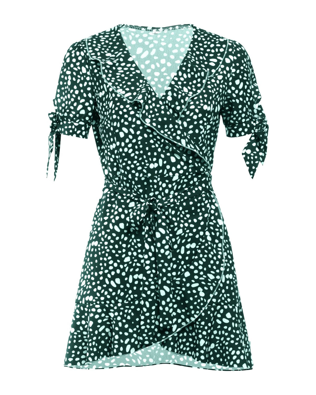 V-neck Short Sleeve Printed Skirt Dress photo 8