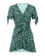 V-neck Short Sleeve Printed Skirt Dress photo 8