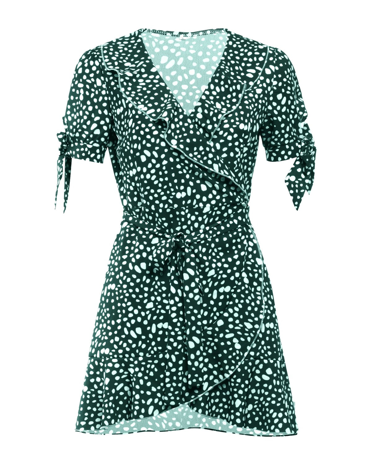 V-neck Short Sleeve Printed Skirt Dress photo 8