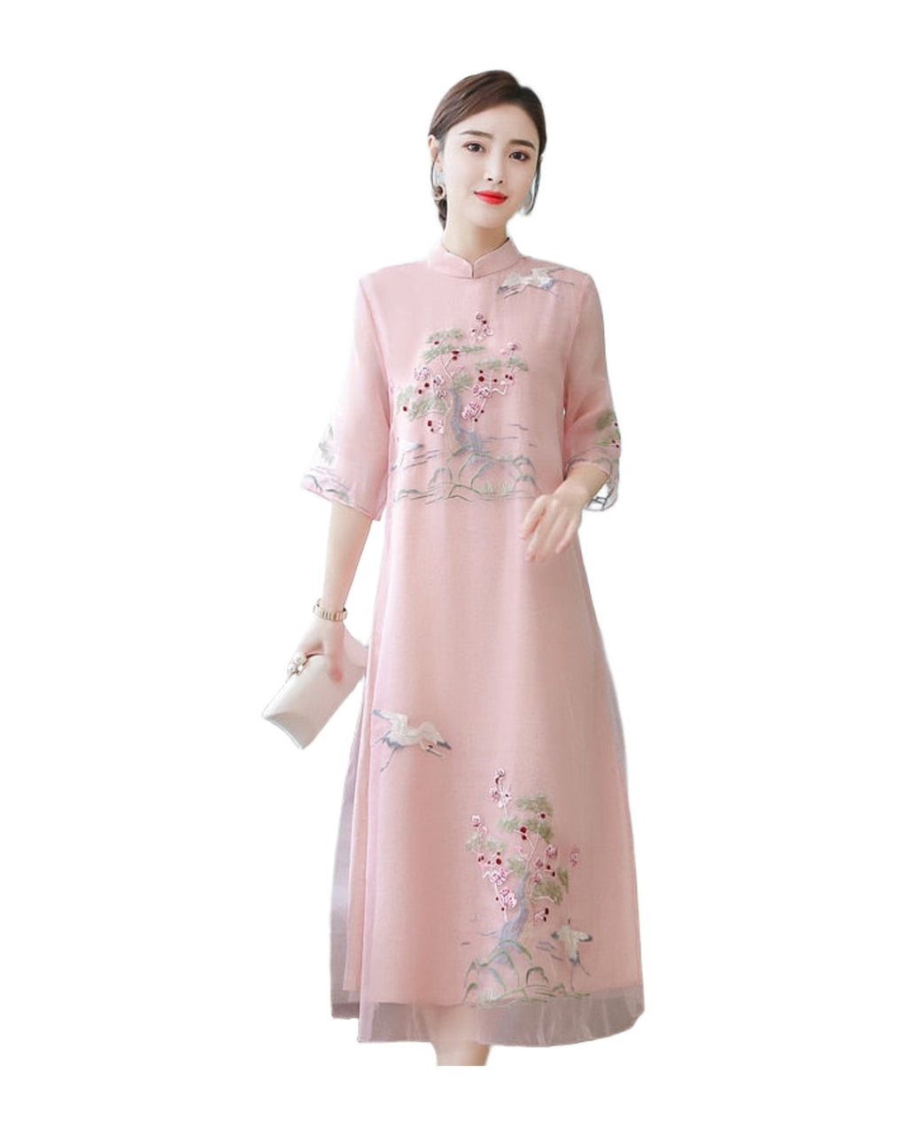Cheongsam Dress Improved Hanfu Ethnic Embroidery photo 3