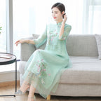 Embroidered Cheongsam Dress