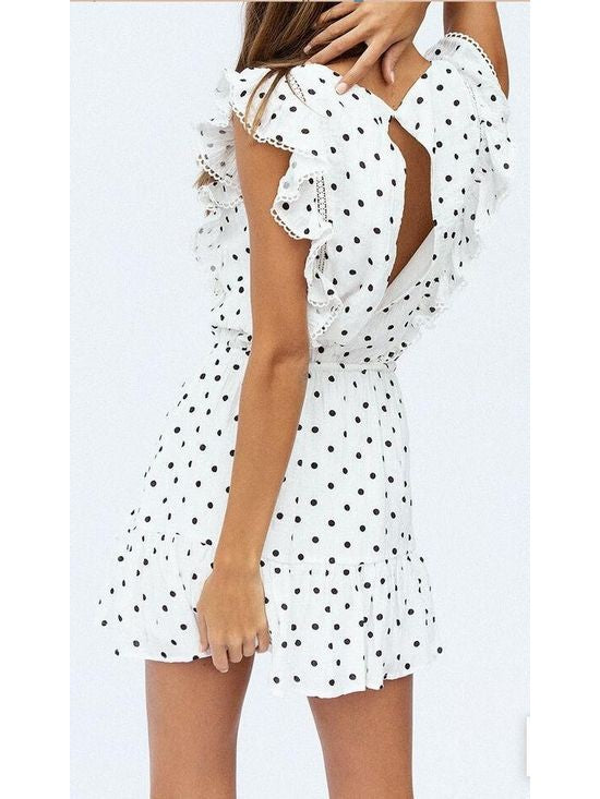 Polka Dot Stitching Lace Dress