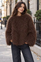 Coat Faux Fur Jacket styled on a model