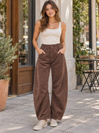 Corduroy Wide Leg Pants styled on a model