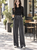 Corduroy Wide-leg Pants styled on a model