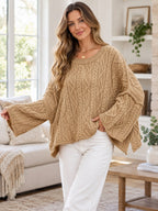 Cozy Cable Knit Drop Shoulder Oversize Sweater styled on a model