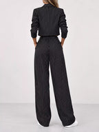 Striped Cropped Blazer Wide-leg Pants Two-piece Set (4)