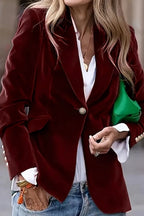 One Button Lapel Collar Long Sleeve Blazer (5)