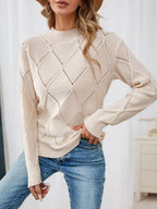 Long Sleeve Diamond Eyelet Knit Top (5)