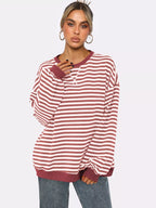 Striped Round Neck Long Sleeve Sweatshirt (3)