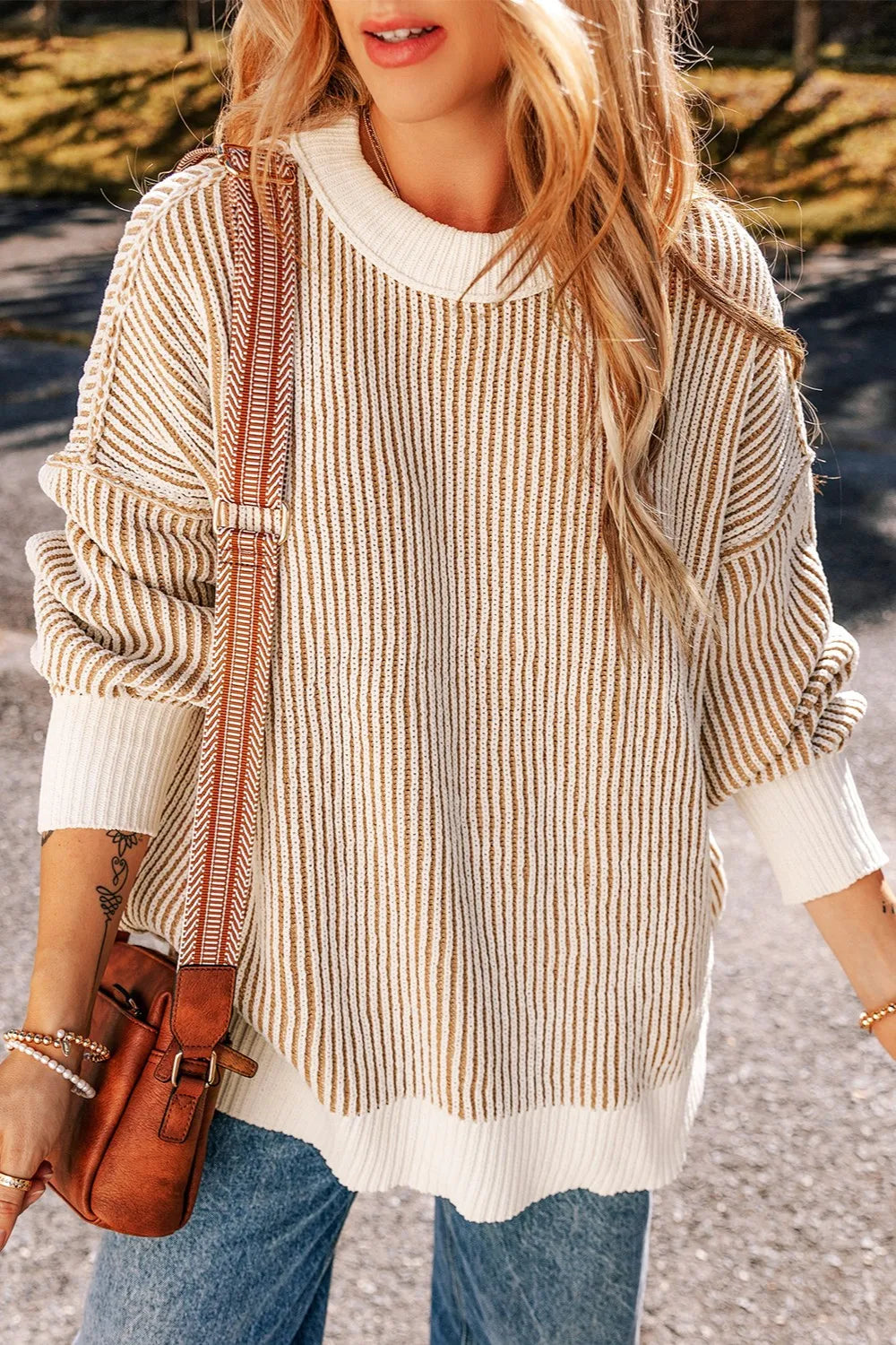 Round Neck Dropped Shoulder Sweater (11)