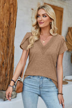 V-neck Petal Sleeve T-shirt (22)