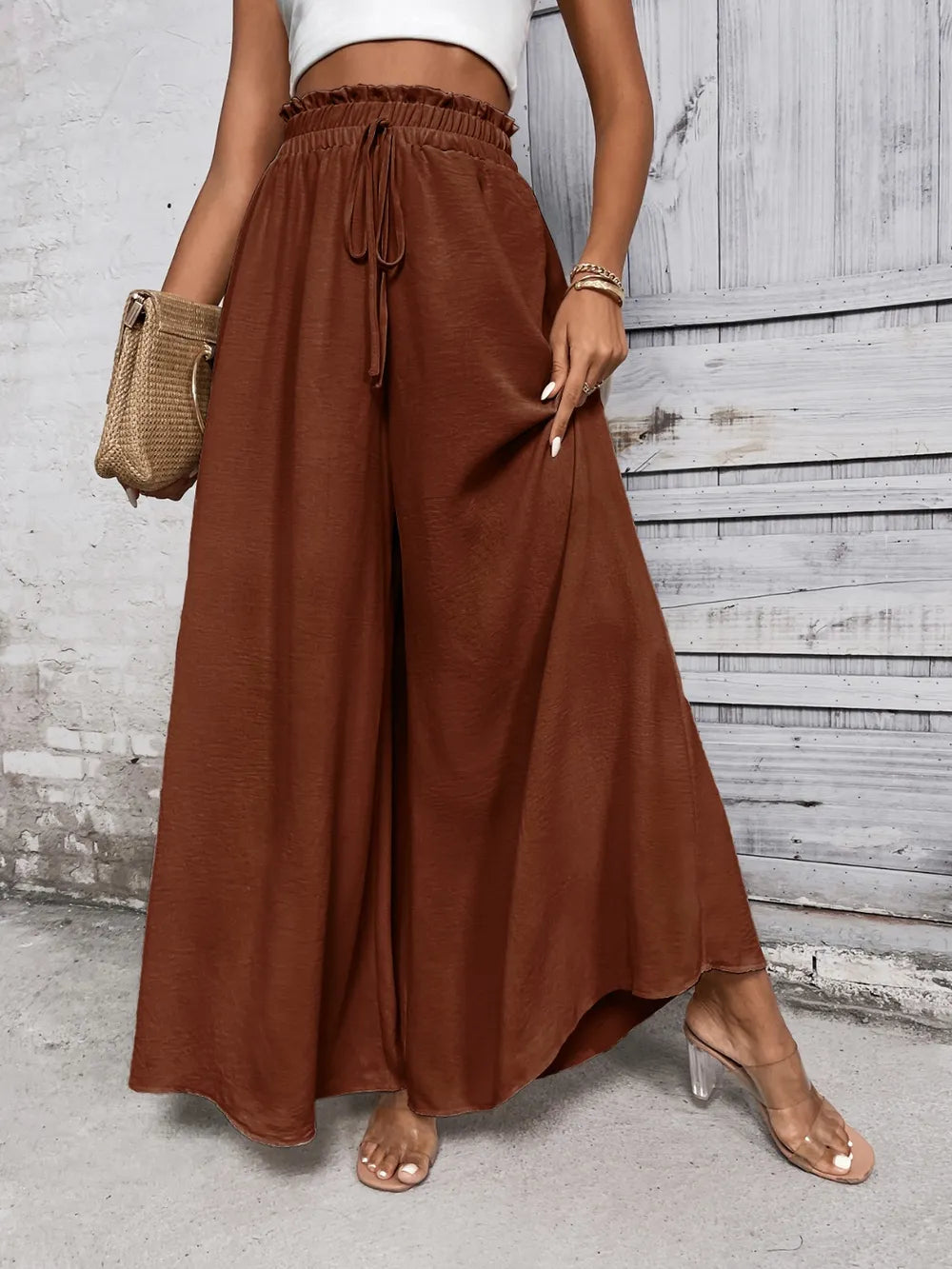 Tied High Waist Wide Leg Pants (20)