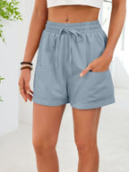 Casual Drawstring Elastic Waist Shorts (23)