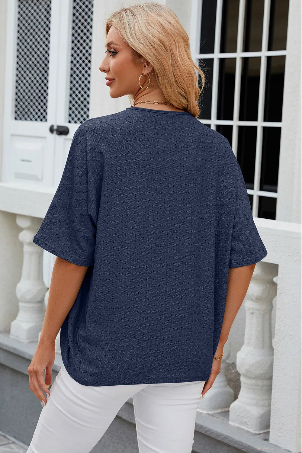 Eyelet Open Front Half Sleeve Cardigan (12)