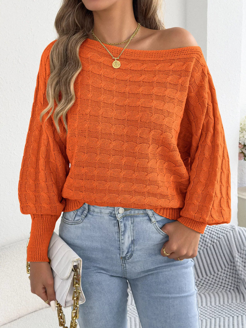Cable Knit Boat Neck Sweater (12)