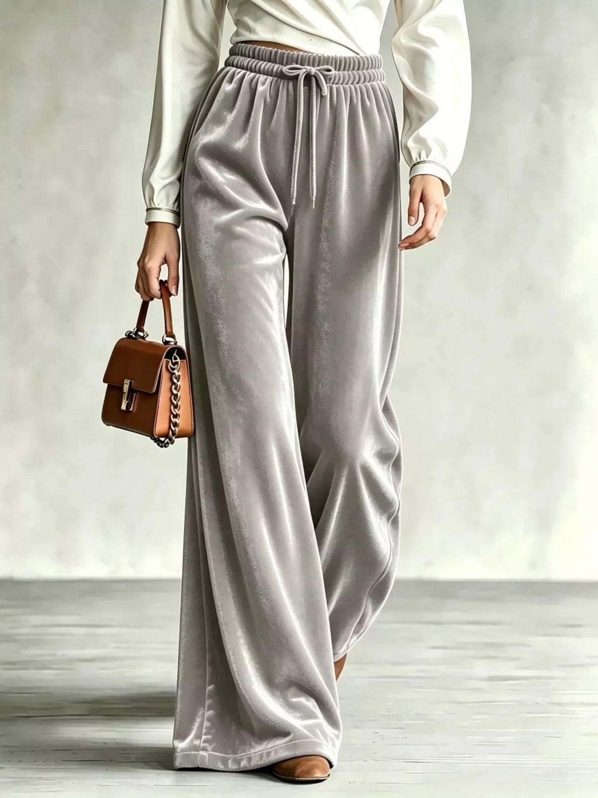 Velvet Wide-leg Pants Drawstring (5)