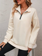 Zip-up Dropped Shoulder Sweatshirt (10)