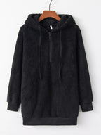 Full Size Half Zip Drawstring Fleece Hoodie Plus (5)