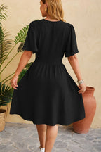 Ruched Surplice Short Sleeve Dress (9)